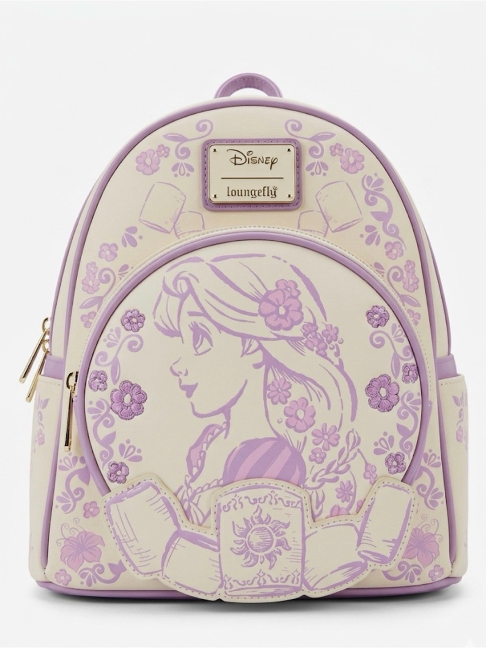 New Disney Loungefly Tangled Rapunzel Pascal Floral Mini Backpack